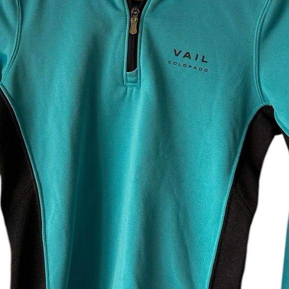 Women's Teal and Black Quarter-Zip Sweatshirt - Picture 6 of 12